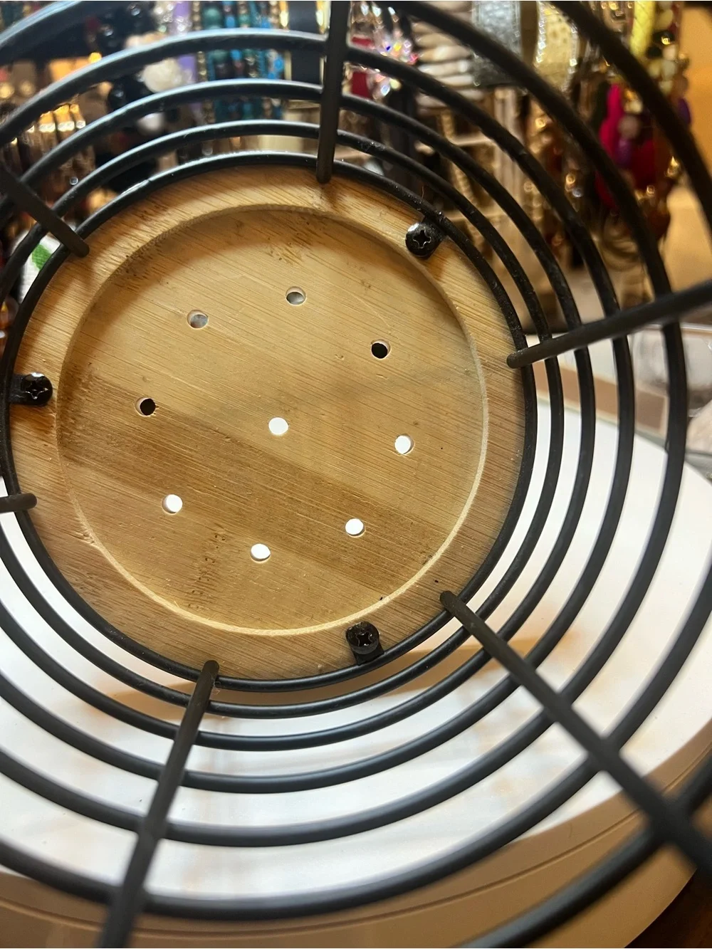 Bamboo Base Black Metal Utensil Holder - Home Storage & Organization